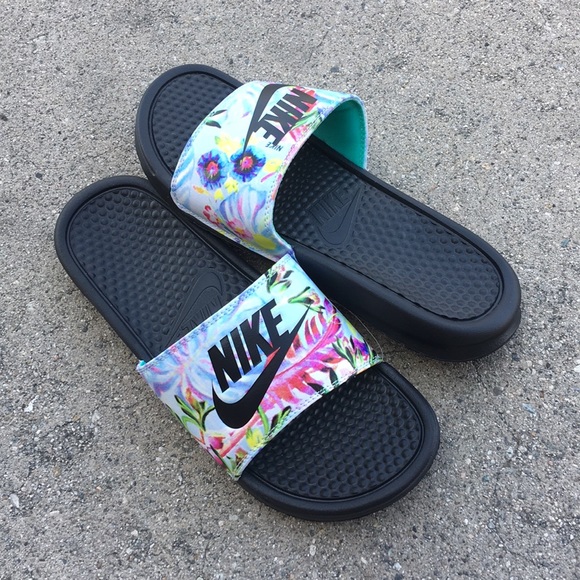 WMNS NIKE BENASSI SLIDES JUST DO IT JDI FLOWERS - Picture 5 of 6